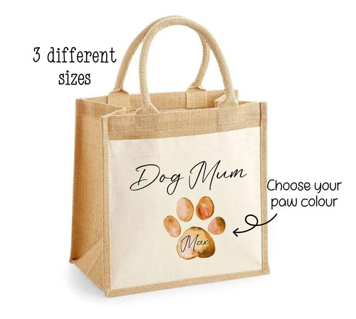 Personalised dog mum jute bag - mum,