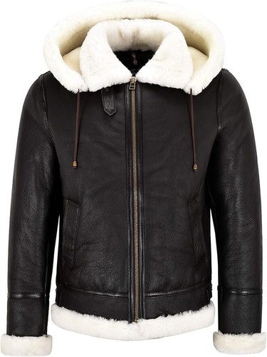 Men sheepskin hooded jacket - men,