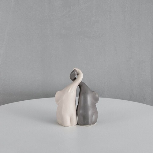 Grey cream ceramic elephant - cream,
