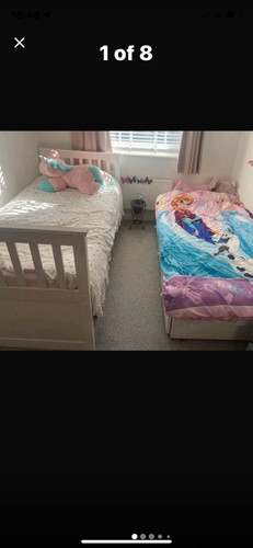 Used white wooden trundle - bed,