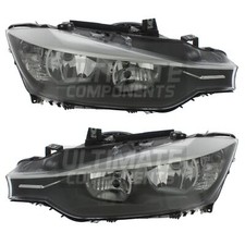 BMW 3 Series F30 Headlights Saloon 2011-2015 Black Inner Headlamps 1 Pair