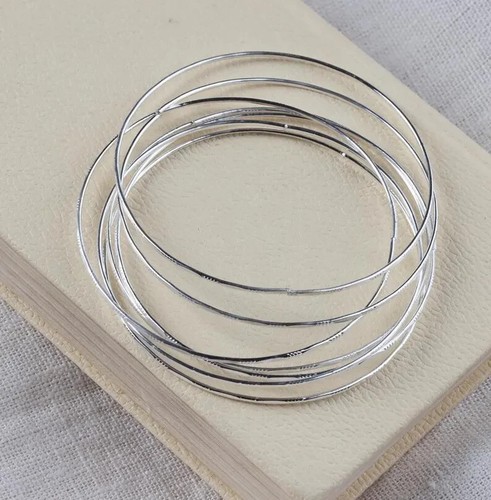 Silver plated stacking bangle - silver,