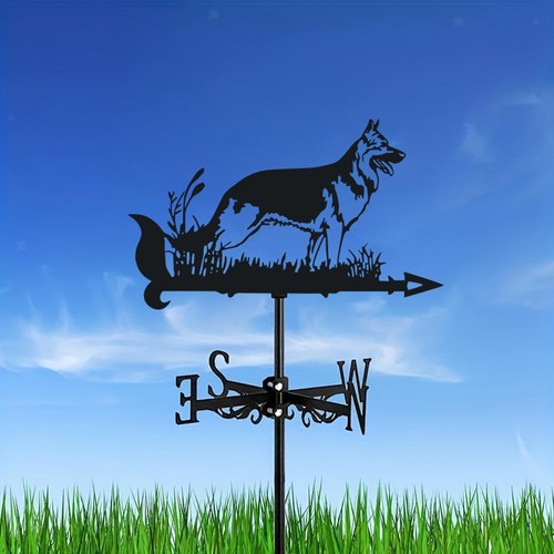 Vintage black weather vane dog - black,
