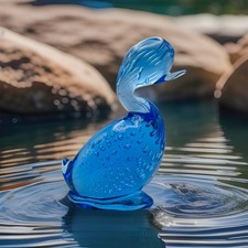 Whitefriars Full Lead Crystal Egg Shape Rare Sky Blue Duck 1980 Only