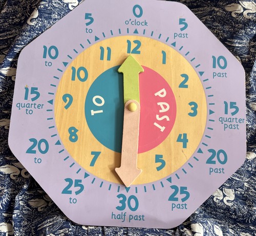 Large wooden educational clock - wooden,