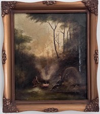 Antique oil painting  moody