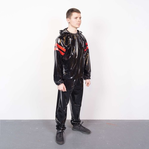 Striped vinyl tracksuit - striped,