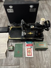 Vintage Singer 221 Portable Electric Sewing Machine Black w/original receipt