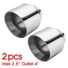 2x 2.5"Inlet 4"Outlet 5''Long Universal Stainless Steel Exhaust Tip Double Wall