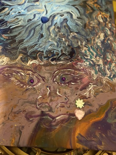 Acrylic painting with pour - with,
