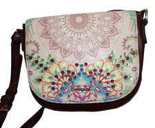 New Desigual brown pink flap front boho cross body/shoulder bag 