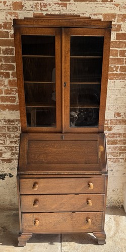 Vintage oak bureau bookcase - vintage,