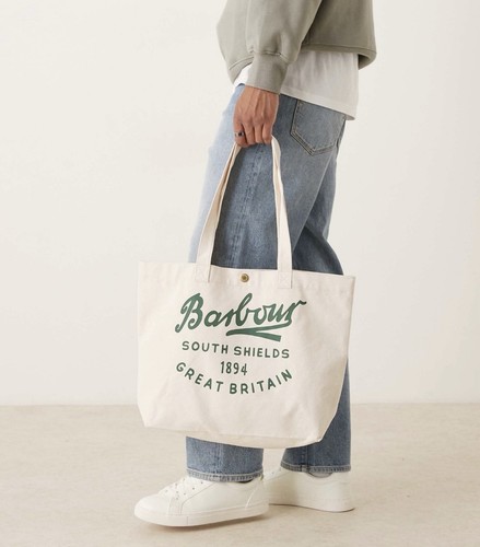 Barbour script tote bag - barbour, canvas