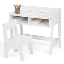 Kids Desk and Chair Set,Wooden Children Study Table and Chair Writing Table Set