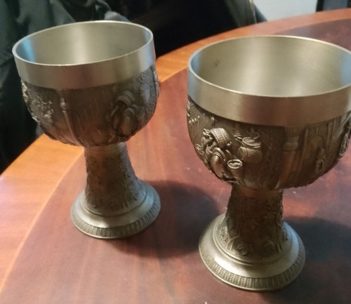 Pair german pewter goblets - of,