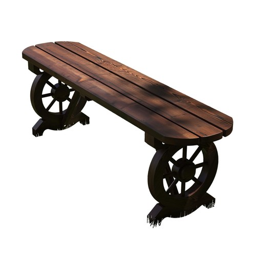 Wooden garden bench semi - wooden,