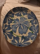 Janice Tchalenko For John Lewis Blue Flower Vgc Dinner Plate 30.5 X 26 Cm Oval