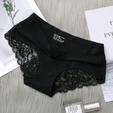 Silk Satin Silky Women Briefs Knickers Sexy Underwear Seamless Lace Panties UK