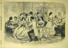 Original Old Antique Print 1856 Foxhunters Degenerate Days Leech Concert 19th