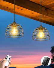 FabStyl Solar Boho Shed Lights for Indoor Outdoor, 1 Panel Powers 2 Lights