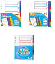 A4 PLASTIC COLOURED FILE DIVIDERS 