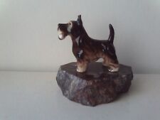 Ceramic Scottish Terrier on Polished Agate (Bloodstone?) Base Vintage/Retro VGC