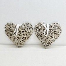 Rustic Grey Wicker Woven Heart Wall Hanging Shabby Chic Country Home Decor