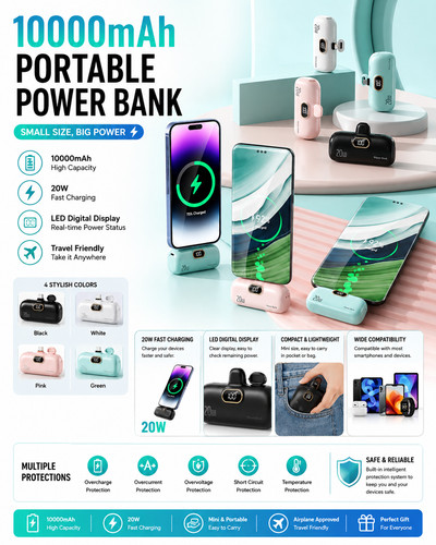 10000mah power bank - usb, pack