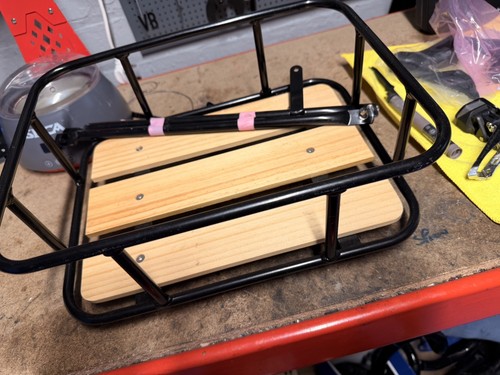 Black front bike rack basket - front,