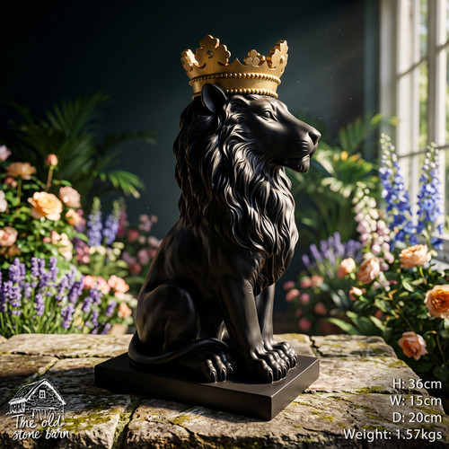 Black sitting lion with - sitting,