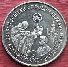 Gibraltar 1952-2002 £5 Pounds Virenium Coin - Queen Elizabeth II Golden Jubilee