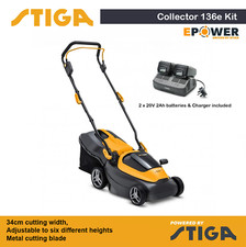 NEW Stiga Collector 136e Kit Cordless Lawnmower 35L Grass Box 2 x 2ah Batteries