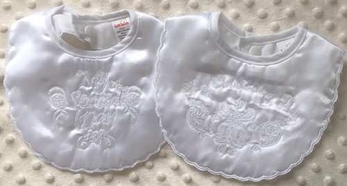 Baby white christening bib - christening,