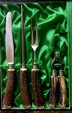 4 piece carving cutlery with stag handles Solingen