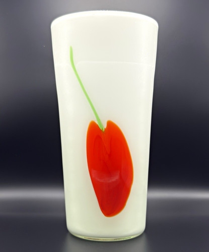 White glass vase with - glass,