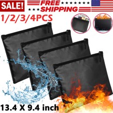 2000℉ Fire Proof Money Bag Fireproof Document Pouch Waterproof Safe Cash Large