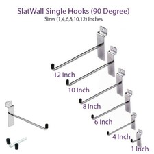 100x SLATWALL HOOKS ACCESSORY SINGLE PRONG SHOP DISPLAY 1" 2" 4" 6" 8" 10" 12"