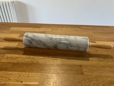 Vintage Solid Marble Heavy Stone Rolling Pin Cooking Baking With Stand Excellent
