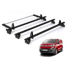 Citroen Dispatch Roof Rack for 2016+ [M/XL] 3x Bars & Roller - Rhino Black