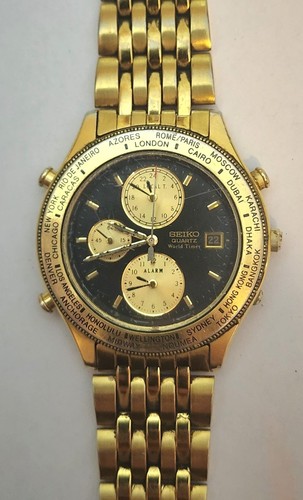 Seiko 5t52 7a2a world timer - seiko, 5t52-7a2a