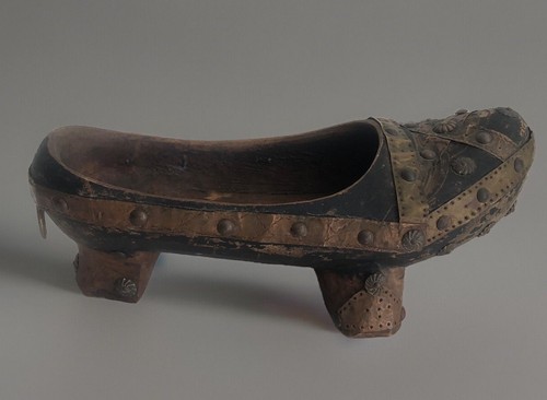 Antique carved wood high heel - carved,