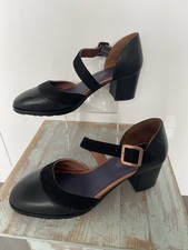 Moshulu Euro 39 Block Heel Mary Jane Shoes Black Leather Uk 6 Eu39 Never Worn