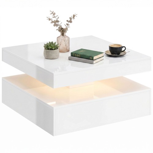 Homcom led coffee table with - led,