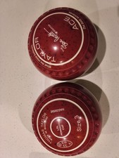 Pair Taylor Ace Bowls Size 3 WB33 speckled red w/ carry bag - Pristine