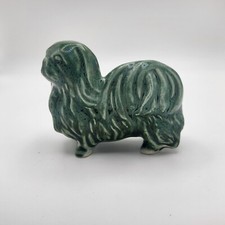 Vintage Ceramic Figurine - Green Dog - Pekingese MINT