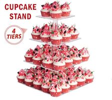 4 Tier Acrylic Cupcake Display Stand Cup Cake Birthday Christmas Party Square