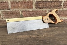 Vintage 12” Footprint Brass Backed Tenon Wood Saw 12TPI Woodworking Old Tool