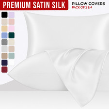 Satin Silk Pillow Cases 2 Pack Ultra Soft Plain House Wife Cushion Covers 4 Pack