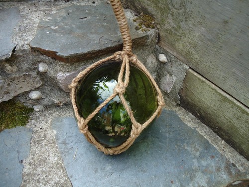 Large dark green glass fishing - dark,