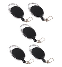 5 x Retractable Key Chain ID Holder 80cm Extendable Rope Keyring Carabina Clip